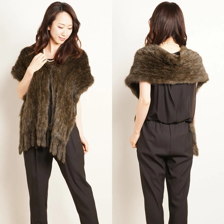 セーブルファー編込みストール25cm幅レディース(8146r)