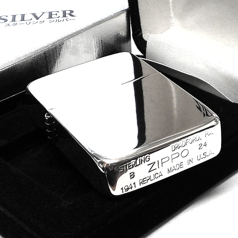 ZIPPO 純銀 スターリングシルバー 1941 復刻 レプリカ ジッポ ライター 鏡面 ポリッシュ かっこいい ミラー仕上げ メンズ シンプル 銀無垢 おしゃれ プレゼント ギフト