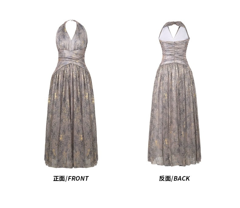 【JY.上品】 2024夏新品 ホルダーネック ロングワンピース バックレス 旅行風ドレス パーティー キャバ 着痩せ 大人 同窓会 披露宴 卒業式 結婚式 演奏会 ウェディング 二次会 メガ割