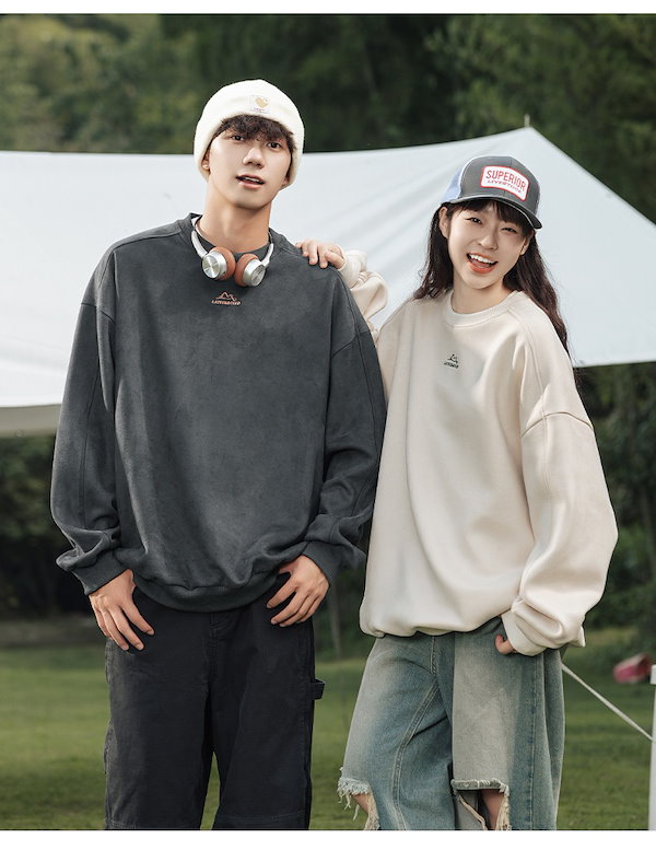 スウェット トレーナー値下げ！8.5万 Qoo10] 2025 春夏ユニセックス スエード ス