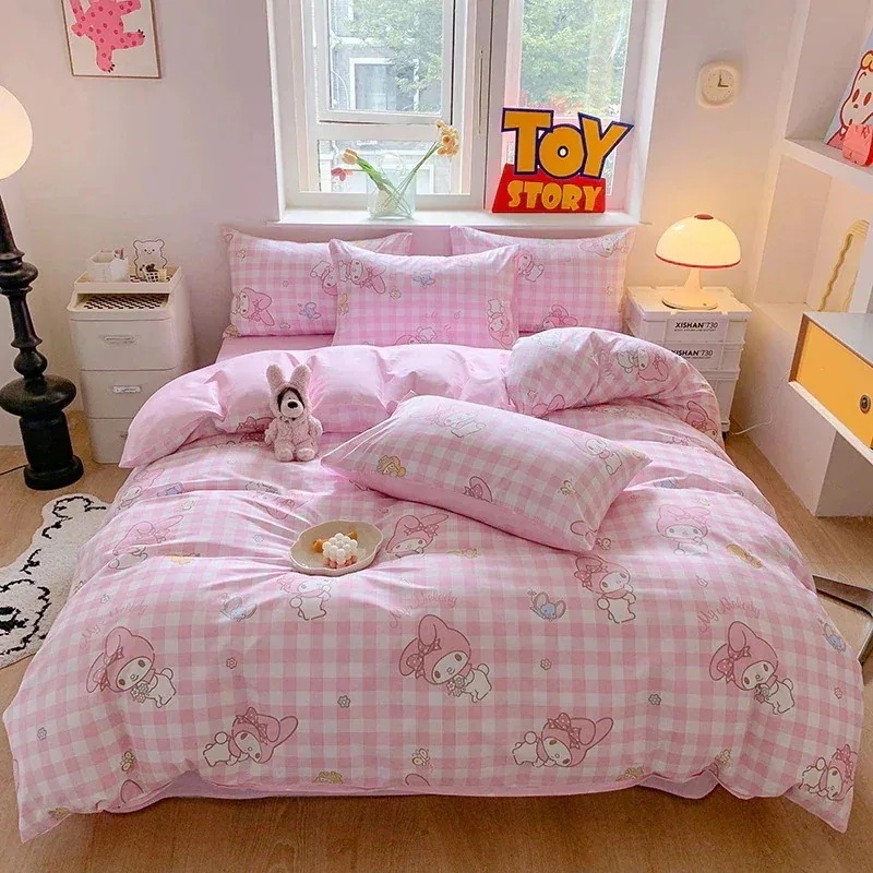 【3日出荷】サンリオメロディー綿掛け布団カバーシングルピース漫画純綿4点セットプリント子供用かわいいシーツ寝具 【3日出荷】サンリオメロディー綿掛け布団カバーシングルピース漫画純綿4点セットプリント子供用かわいいシーツ寝具