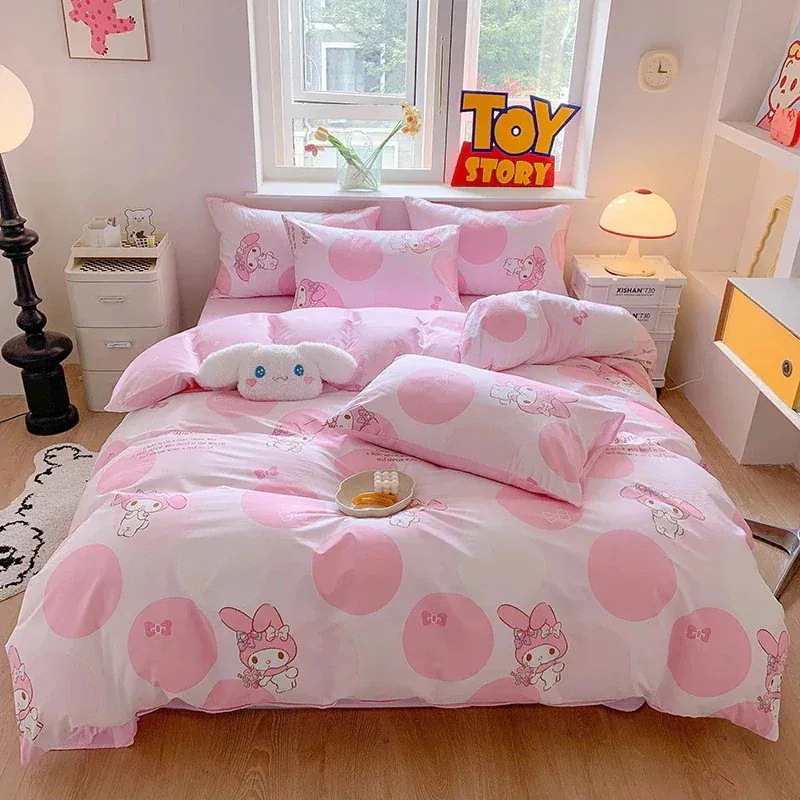 【3日出荷】サンリオメロディー綿掛け布団カバーシングルピース漫画純綿4点セットプリント子供用かわいいシーツ寝具 【3日出荷】サンリオメロディー綿掛け布団カバーシングルピース漫画純綿4点セットプリント子供用かわいいシーツ寝具