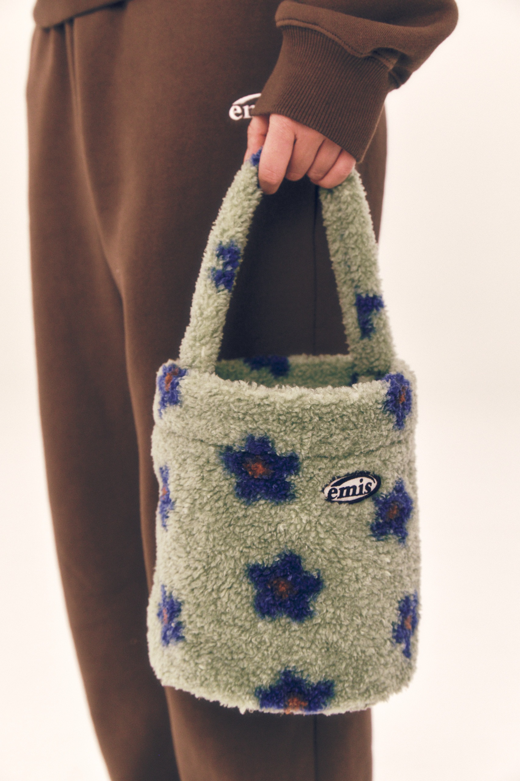EMIS】 FLOWER BOUCLE TOTE BAG : GREEN トートバッグ