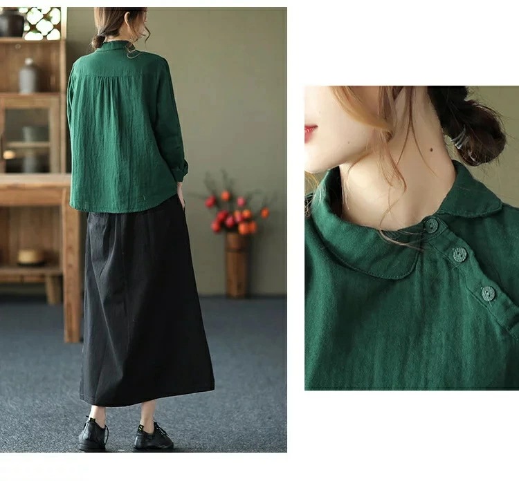 レディース シャツ 春秋 長袖 ダブルガーゼ 綿シャツ 肌触りいい トップス シャツブラウス 斜めボタン プルオーバー 柔らか 通気性 デザイン 着心地よい 母の日 プレゼント