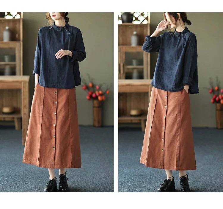 レディース シャツ 春秋 長袖 ダブルガーゼ 綿シャツ 肌触りいい トップス シャツブラウス 斜めボタン プルオーバー 柔らか 通気性 デザイン 着心地よい 母の日 プレゼント