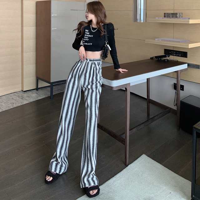 【2025新作入荷】ボトムス パンツ ズボン ストレートジーンズ デニム ロング丈 ワイドレッグ ハイウエスト 秋 冬 グレー 灰色 ストライプ ジッパー ジップ 【2025新作入荷】ボトムス パンツ ズボン ストレートジーンズ デニム ロング丈 ワイドレッグ ハイウエスト 秋 冬 グレー 灰色 ストライプ ジッパー ジップ