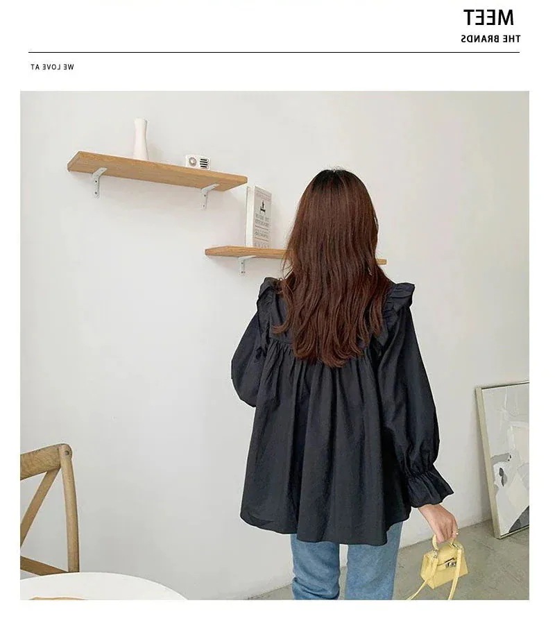 【急速出荷!】チュニック レディース ブラウス 長袖 シャツ ゆったり 体型カバー韓国ファッショシャツ