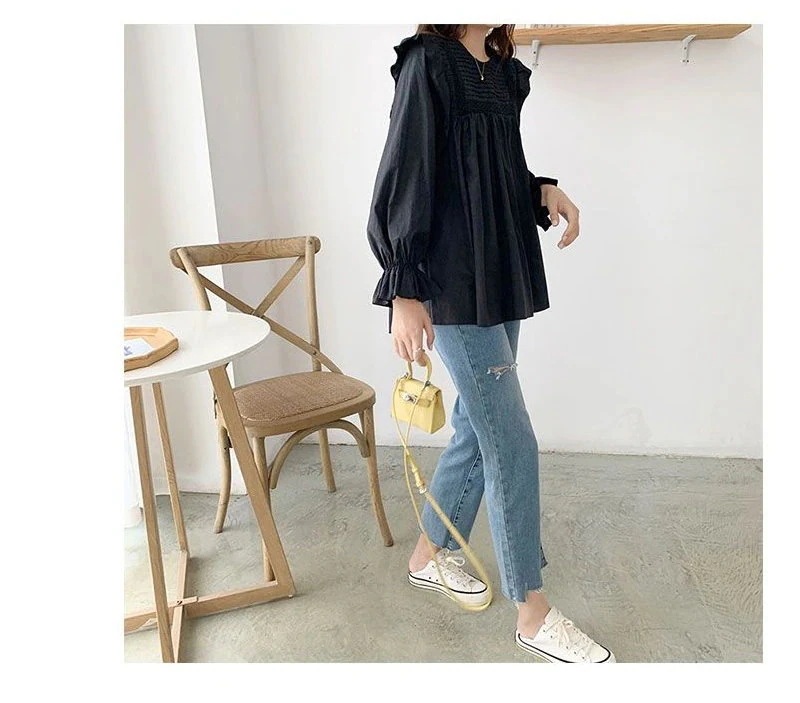 【急速出荷!】チュニック レディース ブラウス 長袖 シャツ ゆったり 体型カバー韓国ファッショシャツ