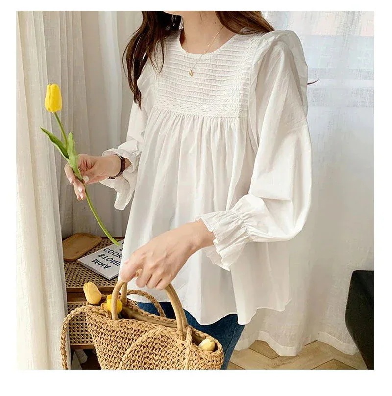 【急速出荷!】チュニック レディース ブラウス 長袖 シャツ ゆったり 体型カバー韓国ファッショシャツ