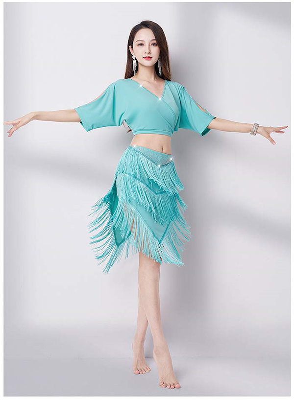 Irina美品超軽量！2回着用】青紫色ベリーダンスセットアップ ベリー