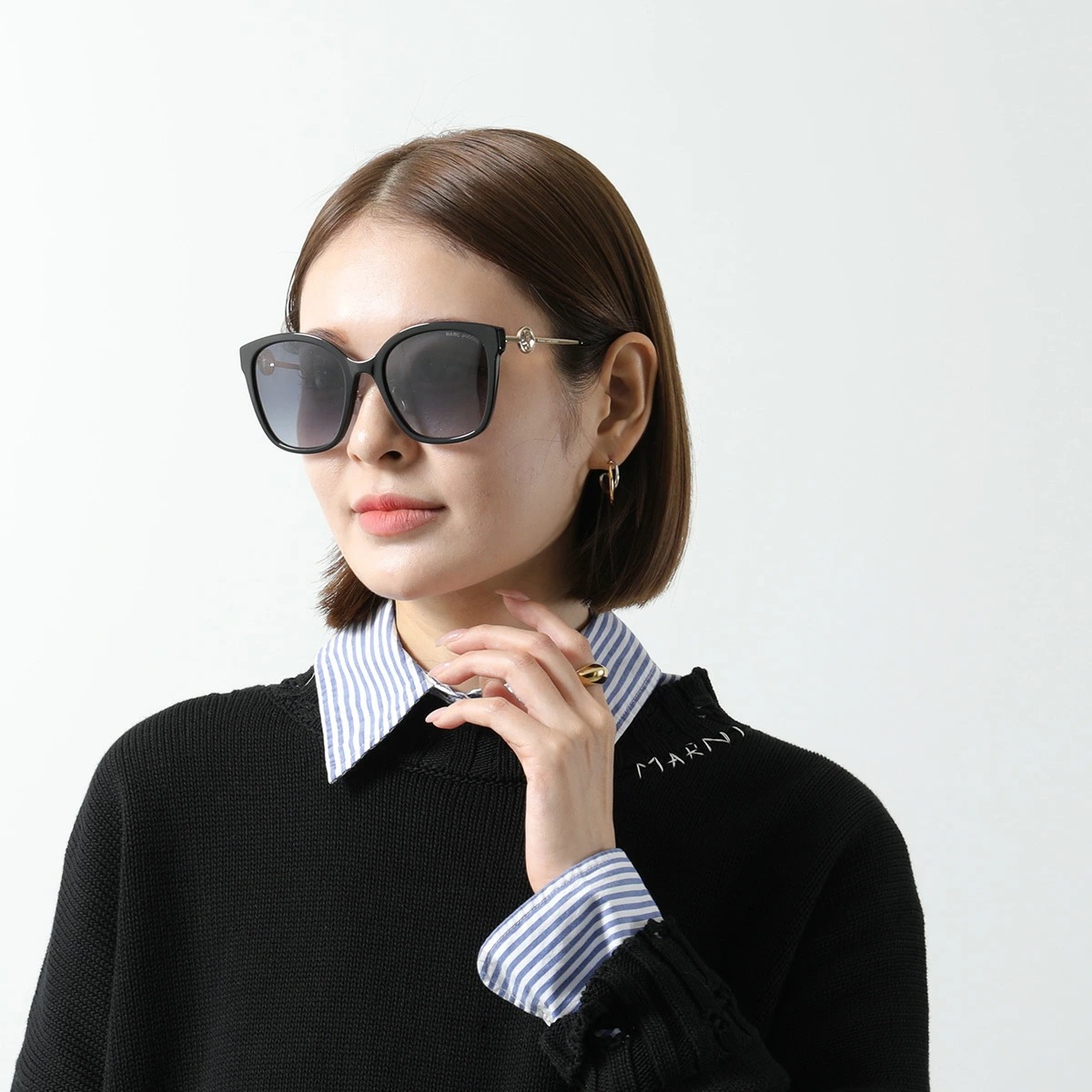 MARC JACOBS マークジェイコブス サングラス 690/GS レディース バタフライ型 セルフレーム コンビネーション メタルロゴ クリングスタイプ アイウェア 807 MARC JACOBS マークジェイコブス サングラス 690/GS レディース バタフライ型 セルフレーム コンビネーション メタルロゴ クリングスタイプ アイウェア 807