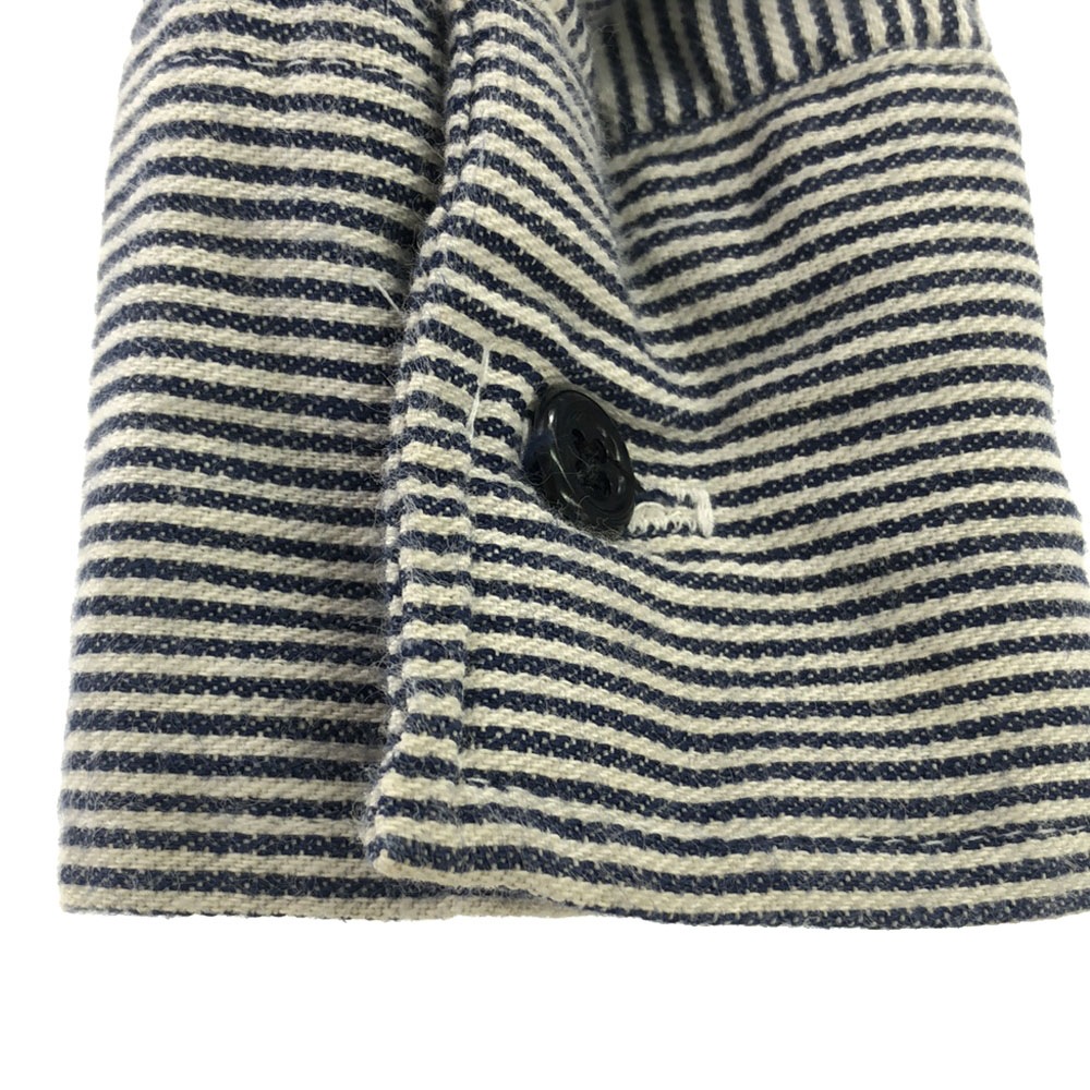 80s USA製 ヒッコリーストライプ 長袖 タロンジップ ワークシャツ S ネイビー×ホワイト ハーフジップ オールド ヴィンテージ メンズ