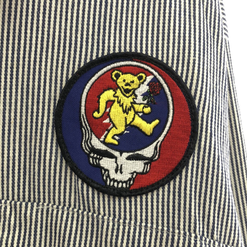 80s USA製 ヒッコリーストライプ 長袖 タロンジップ ワークシャツ S ネイビー×ホワイト ハーフジップ オールド ヴィンテージ メンズ