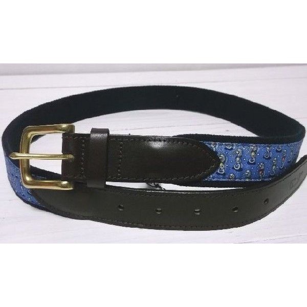 ヴィニヤードヴァインズ 本革製 レザー 布ベルト アメリカ製 ブルー vineyard vines VV4-014