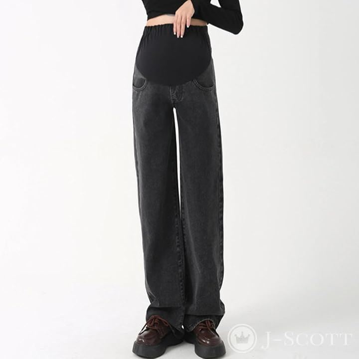 マタニティ ストレートデニム レディース パンツ 産後 ゆったり ウエストゴム アジャスター付き シワなし マタニティパンツ ビッグ 動きやすい デイリーユース 育児(グレー, XL)