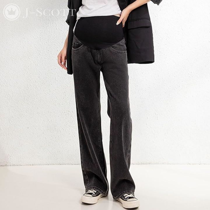 マタニティ ストレートデニム レディース パンツ 産後 ゆったり ウエストゴム アジャスター付き シワなし マタニティパンツ ビッグ 動きやすい デイリーユース 育児(グレー, XL)