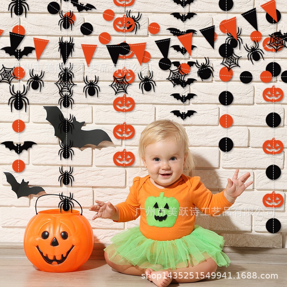 ハロウィンデコレーションプルアップフラッグペンダントコウモリスパイダーカボチャストリングプルアッププルアップフラッグペナントバナー