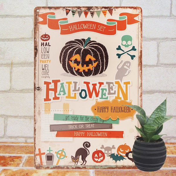 Qoo10] ハロウィン インテリア 飾り ブリキ看板