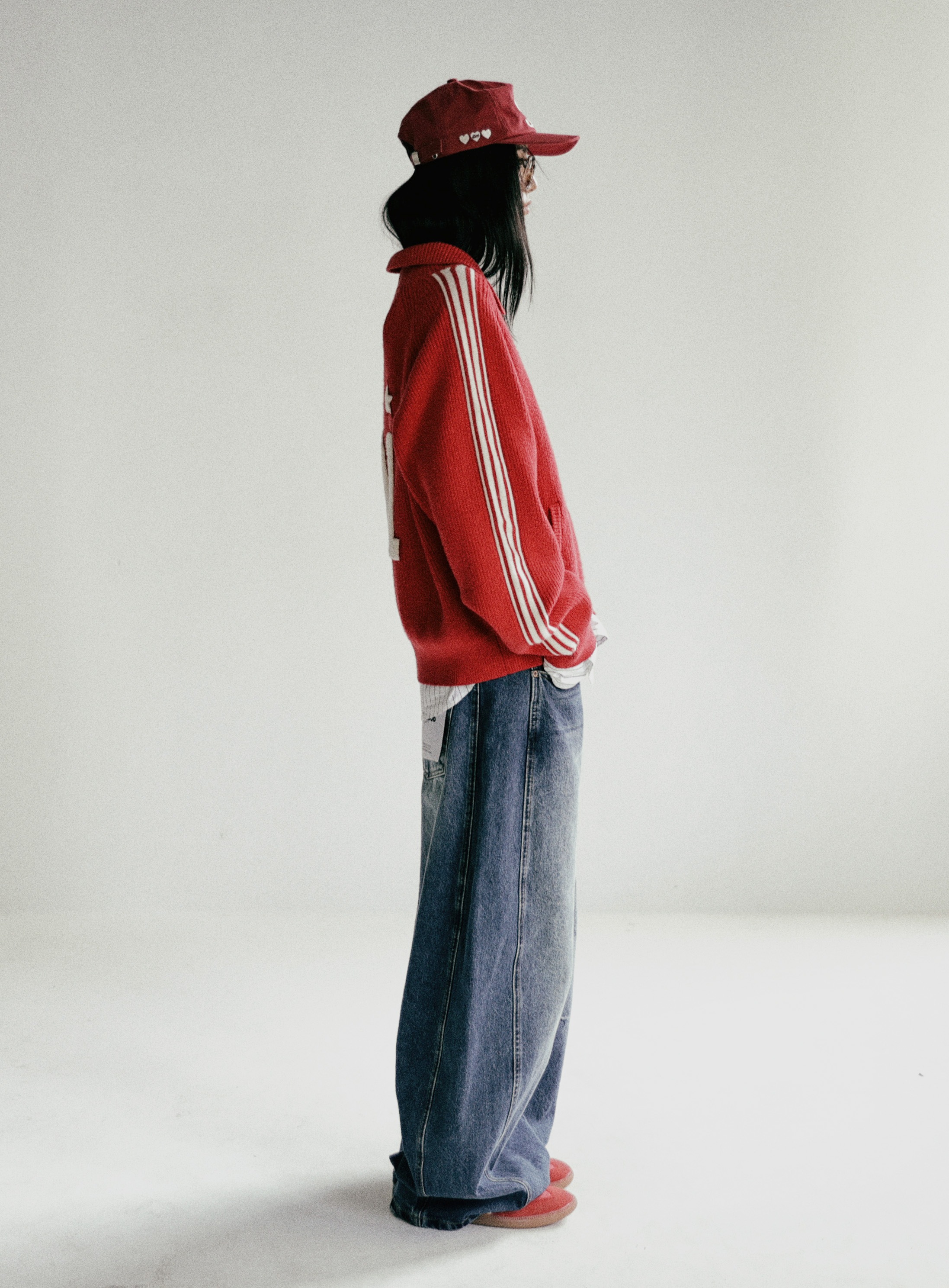 【BADBLOOD】 BILLY TRACK ZIP-UP SWEATER : RED