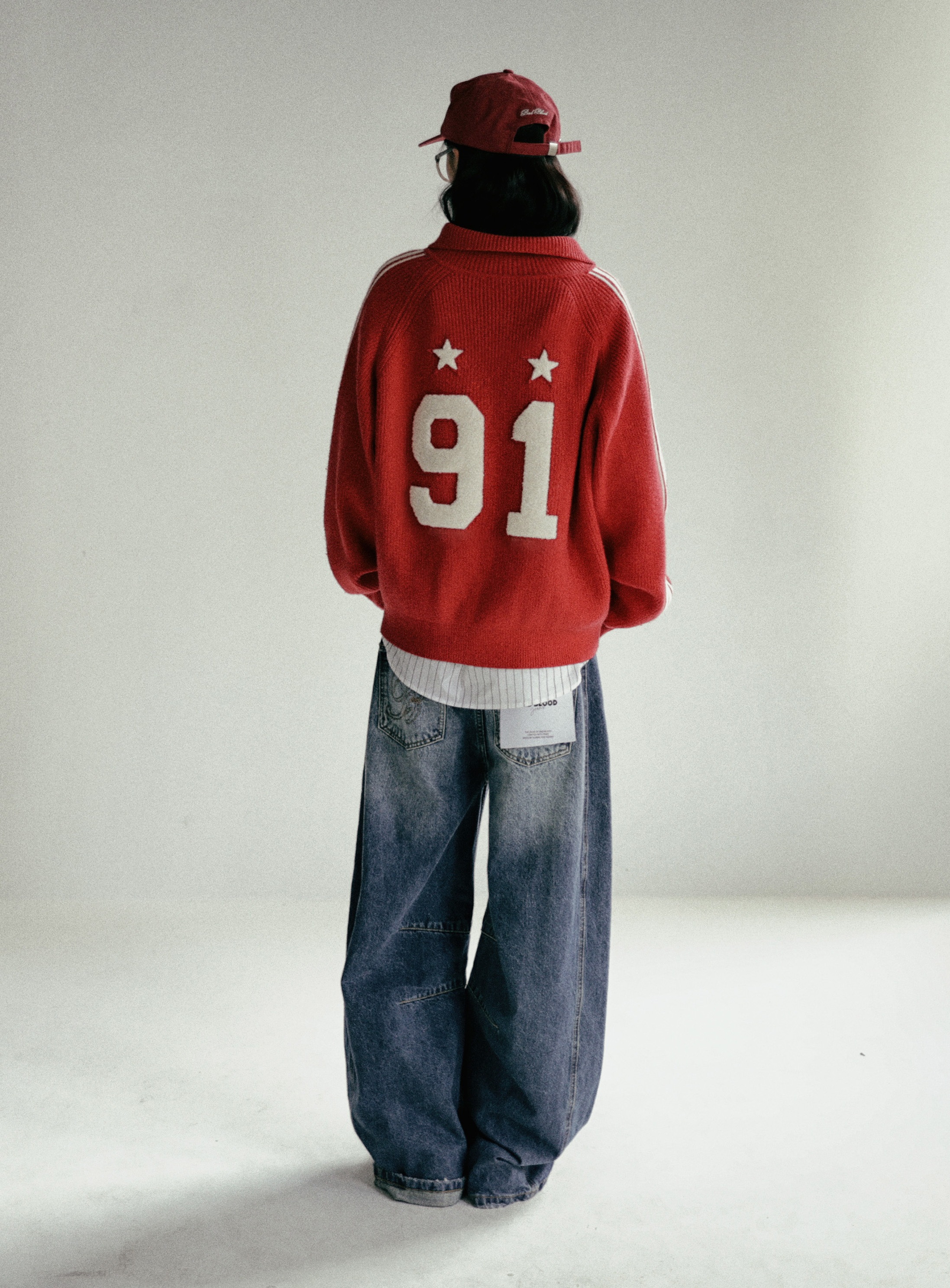 【BADBLOOD】 BILLY TRACK ZIP-UP SWEATER : RED