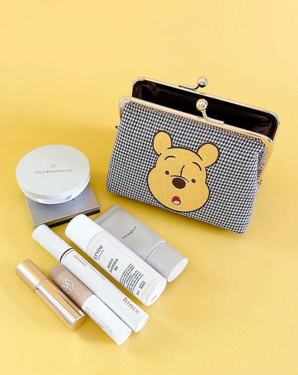 難あり　テディベアがま口　ポーチ リバティプリント クリアベアー がま口ポーチ ビニールポーチ