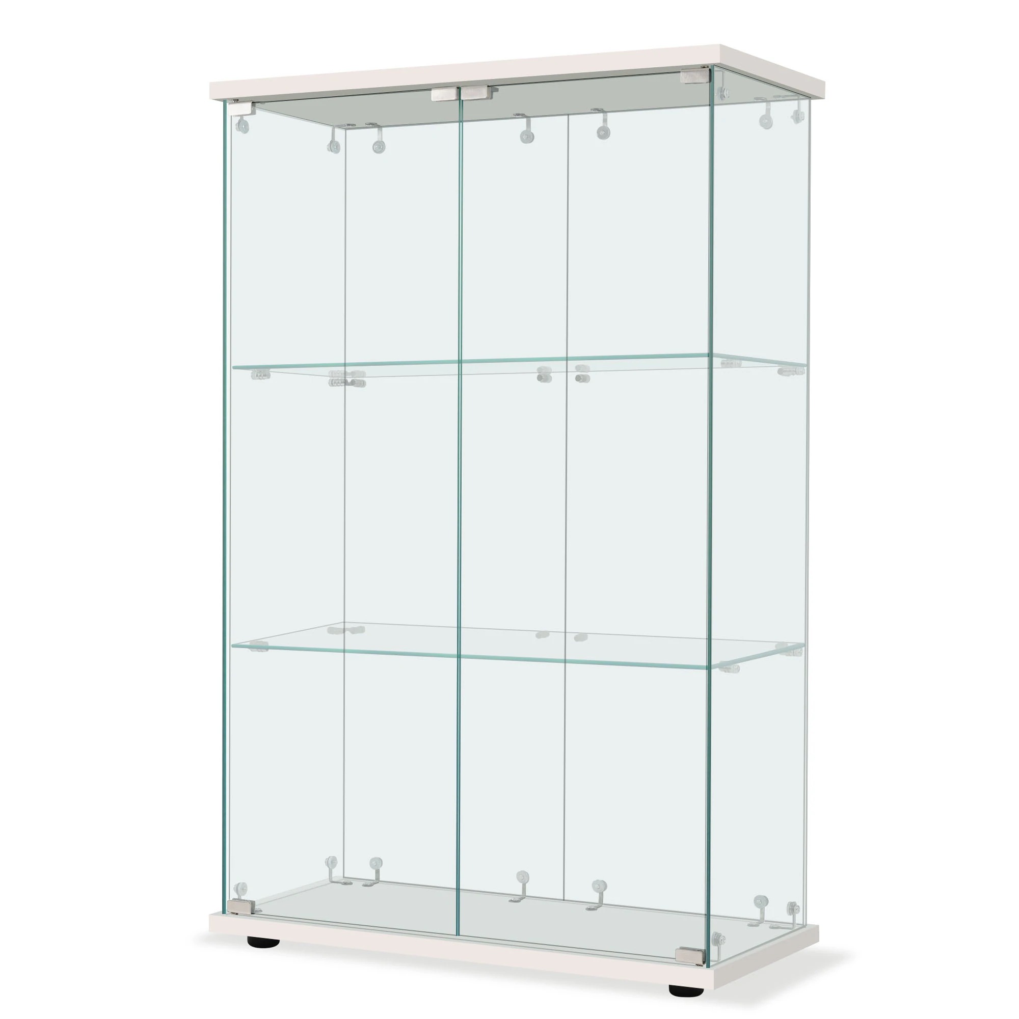 559コレクションケース 両扉タイプ 大型 ワイドタイプ ガラスディスプレイキャビネット フィギュアケース 3段 強化ガラス 全面ガラス サイズ:幅80.5×奥行36.5×高さ125.5cm ホワイト