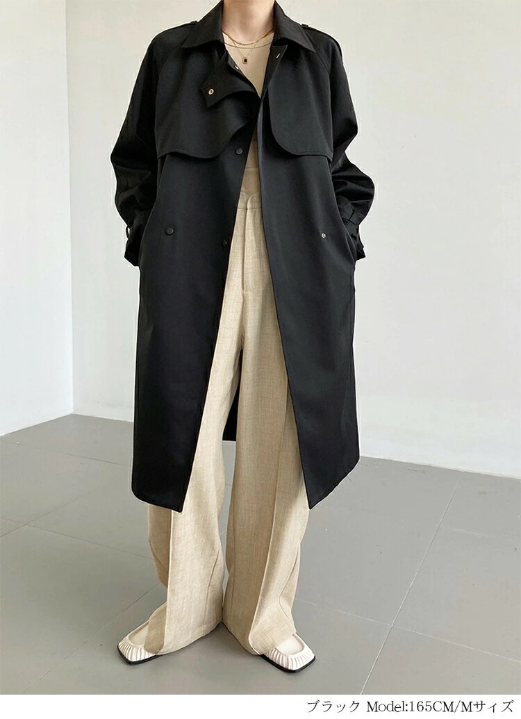 【短納期】 トレンチコート レディース 春 春 冬 スプリングコート ロングコート トレンチ アウター コート ジャケット ロング ロング丈 ダブル 襟 デザイン コットン混 ゆったり 大きいサイズ