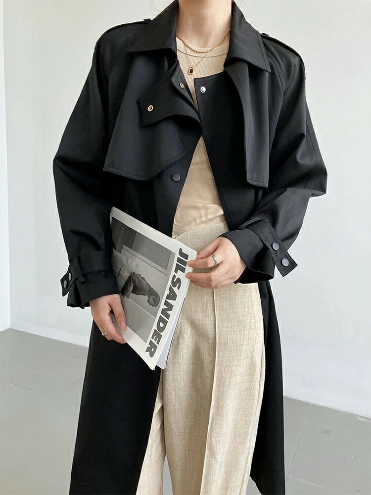 【短納期】 トレンチコート レディース 春 春 冬 スプリングコート ロングコート トレンチ アウター コート ジャケット ロング ロング丈 ダブル 襟 デザイン コットン混 ゆったり 大きいサイズ