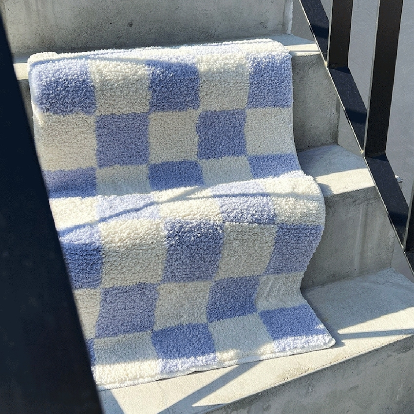 チェッカーボードラグマットミニラグ/バス/トイレ/キッチン/ポーチ（4 color）