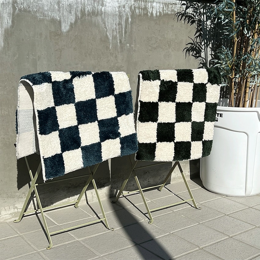 チェッカーボードラグマットミニラグ/バス/トイレ/キッチン/ポーチ（4 color）
