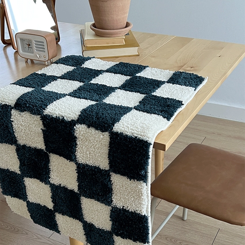 チェッカーボードラグマットミニラグ/バス/トイレ/キッチン/ポーチ（4 color）