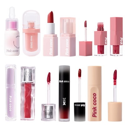 Qoo10] Pink coco リップグロス 50色 水光 8時間持続保 : ポイントメイク