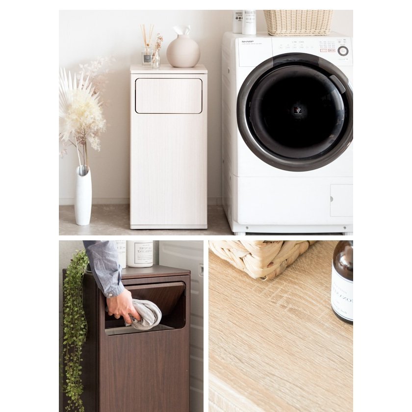 宮武製作所 ランドリーラック RB-430 収納 キャスター付き 木目調 プッシュ扉 おしゃれ人気