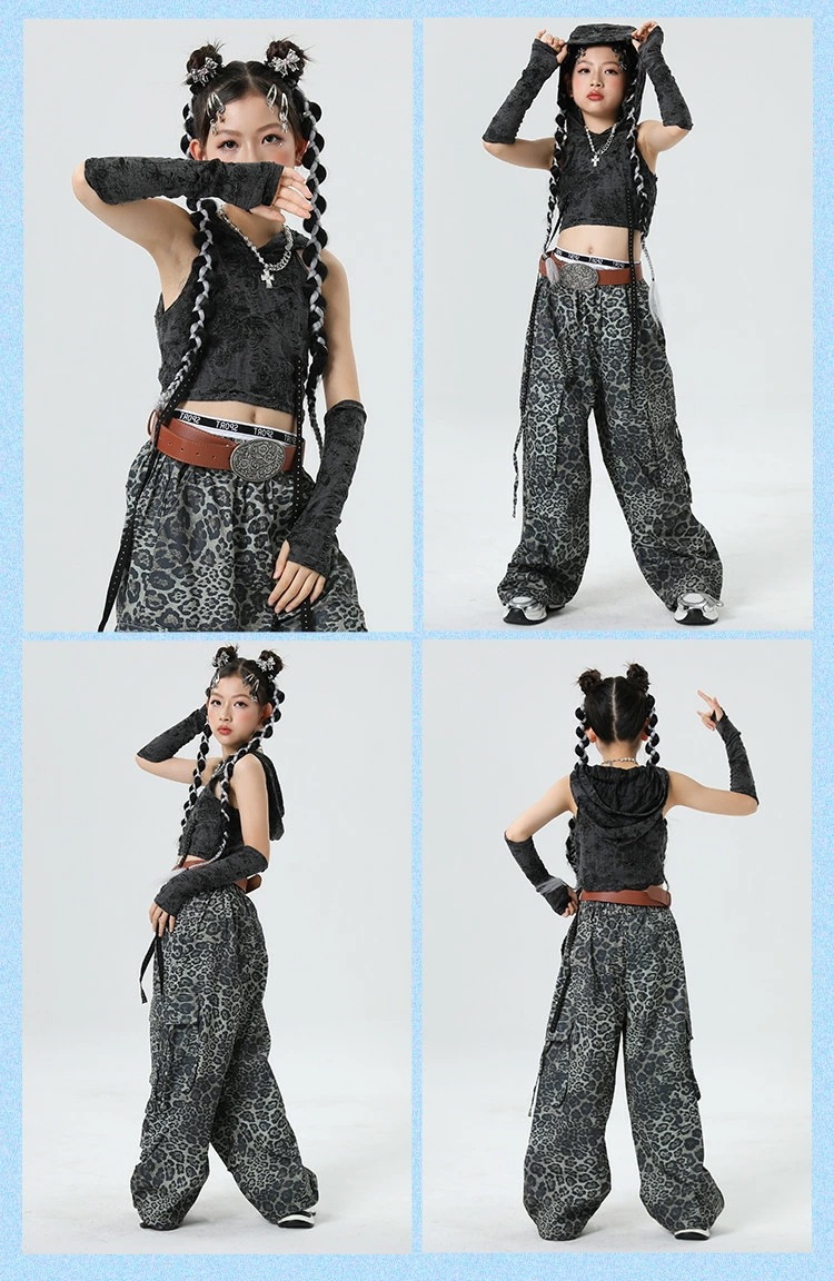 ダンス衣装 キッズ ジャズ 女の子 グレー ブラック 無袖 アームウォーマー 黒 ズボン ヒョウ柄 カーゴパンツ 子供服 ヒップホップ 応援団 団体服 ジュニア 個性 カッコイイ おしゃれ ダンスウェ ダンス衣装 キッズ ジャズ 女の子 グレー ブラック 無袖 アームウォーマー 黒 ズボン ヒョウ柄 カーゴパンツ 子供服 ヒップホップ 応援団 団体服 ジュニア 個性 カッコイイ おしゃれ ダンスウェ