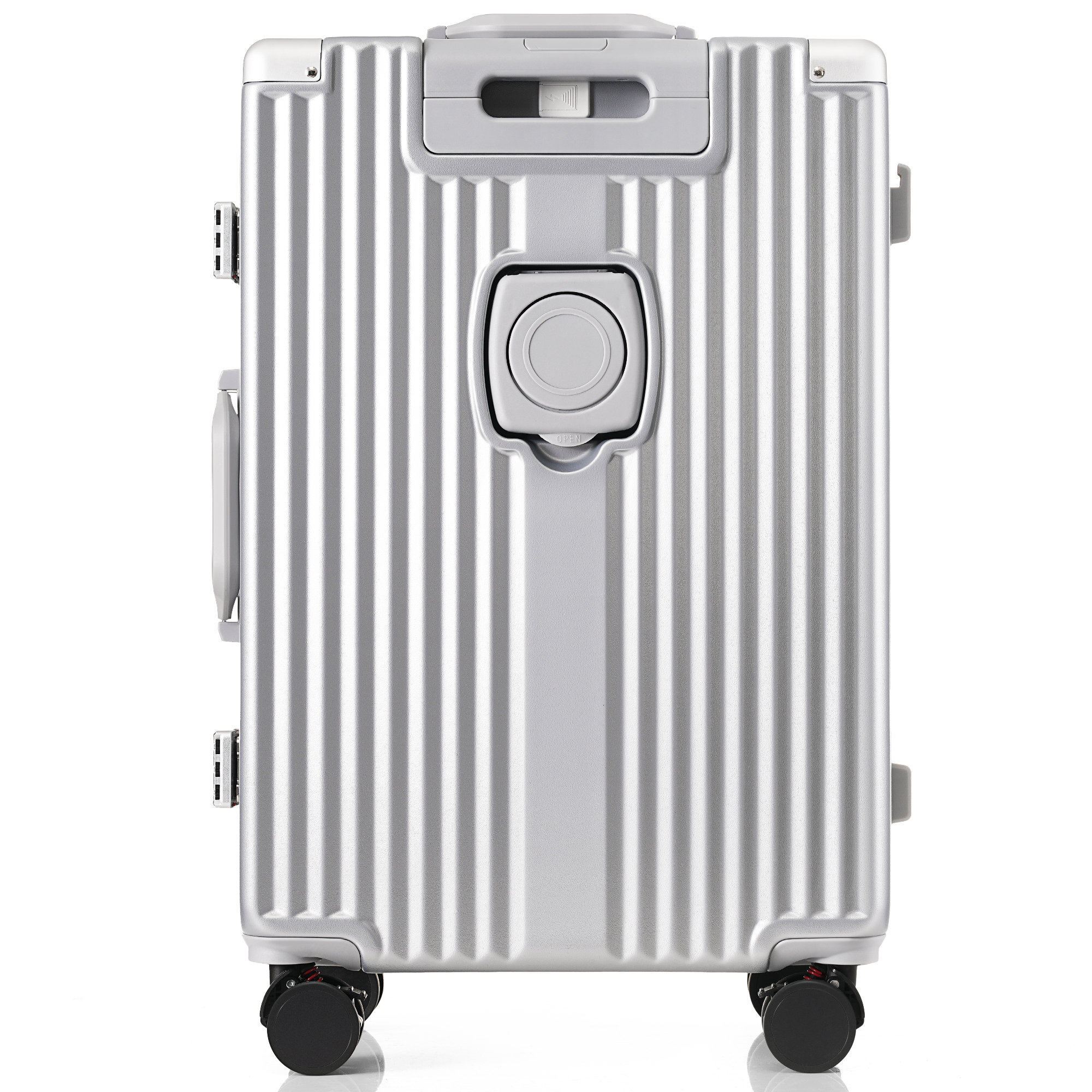 即日発送スーツケース Sサイズ フレームタイプ 機内持ち込み キャリーケース キャリーバッグ アルミ USBポート付き カップホルダー フック式底足 ストッパー付き 軽量 おしゃれ 静音 海外 高級感