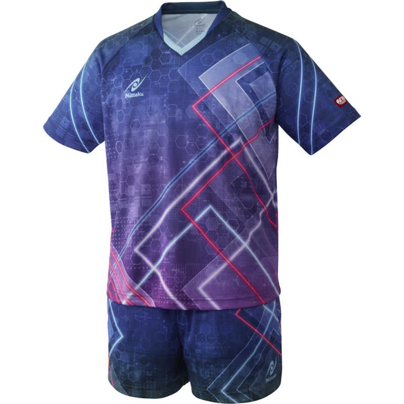 ニッタク　卓球用品 Nittaku ユニセックス ブライトネオンシャツ ネイビー O　NW2212