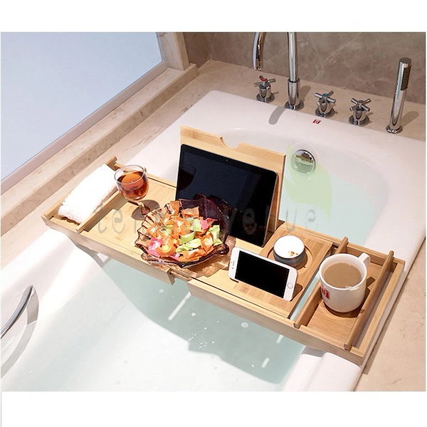Qoo10] バスタブトレー テーブル 浴室 竹製 ラ