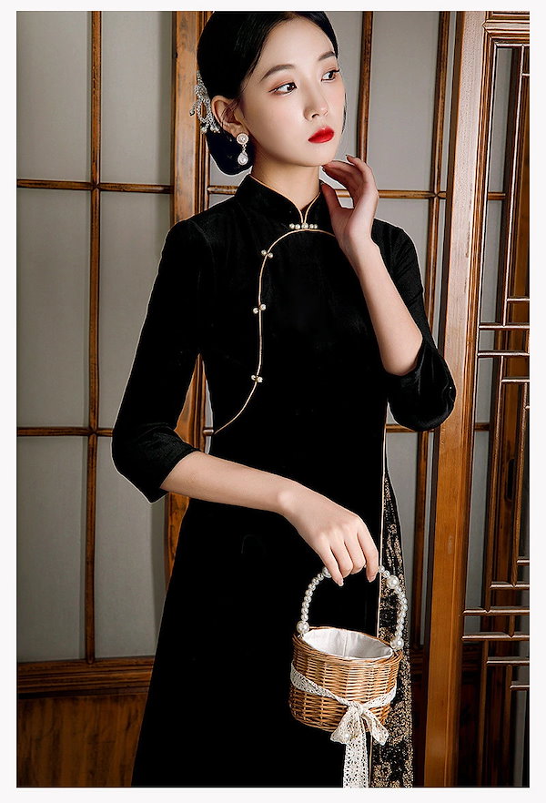 Qoo10] アオザイ チャイナドレス 長袖 チャイナ