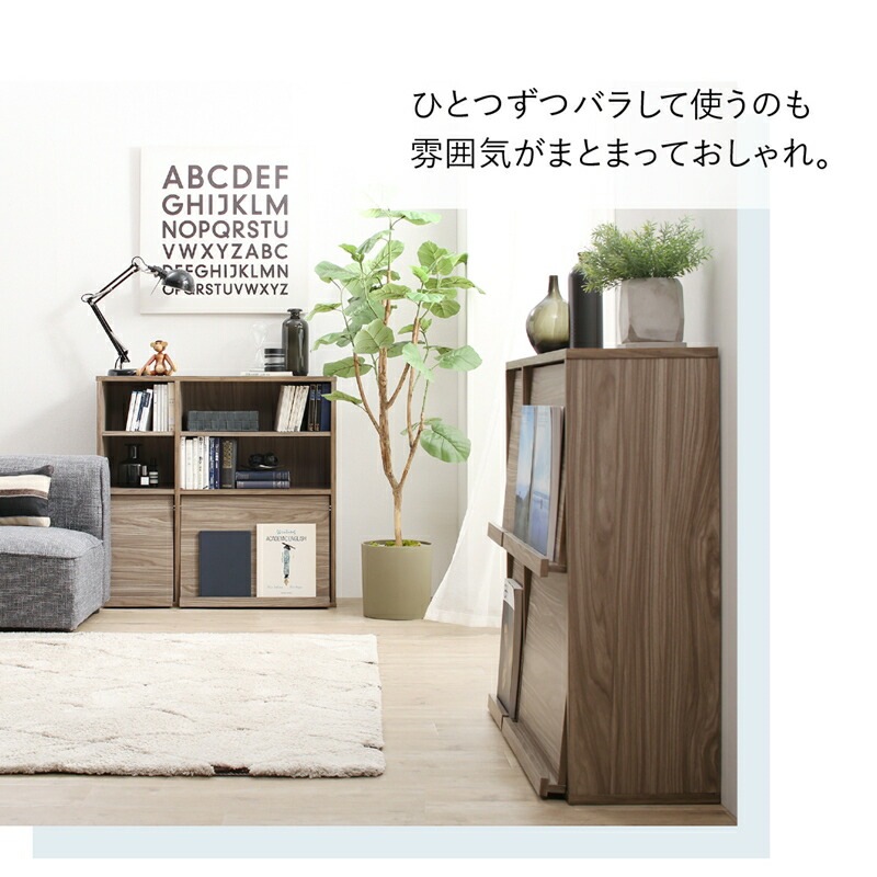 本棚 スリム 扉付 フラップ収納 2台セット（オープンタイプ＋フラップタイプ） [ts120429] レギュラータイプ ホワイト