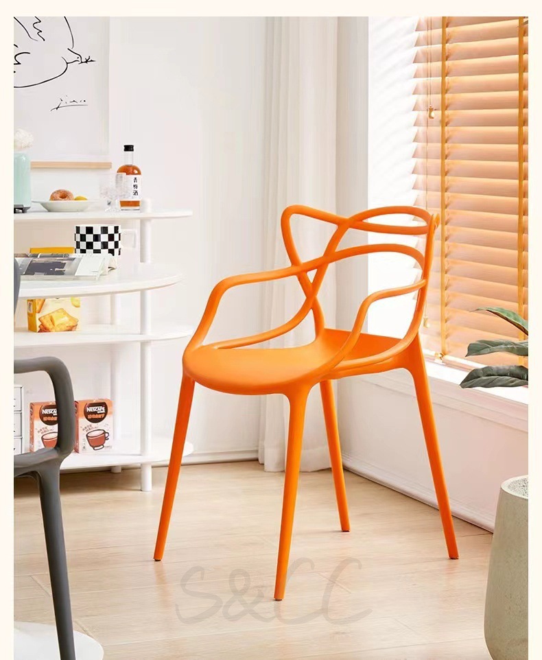 【2脚セット】全8色　完成品 ダイニングチェア プラスチックチェア デザイナーズチェア スネーキーチェア クロスバック カジュアルチェア レストラン カフェ キッチン 椅子 韓国 インテリア 北欧