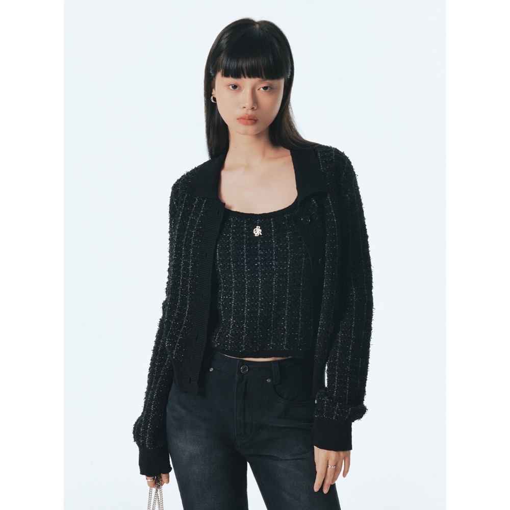 CITYBREEZEツイードカラーカーディガンBLACK