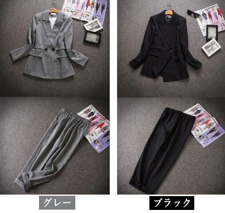 スーツセット　セットアップ　2点セット　スーツ　ジャケット　パンツ　オフィス レディーススーツ　ママ　面接　卒業式　入学式　セレモニー　フォーマル　通勤　OL　S M　L　2L