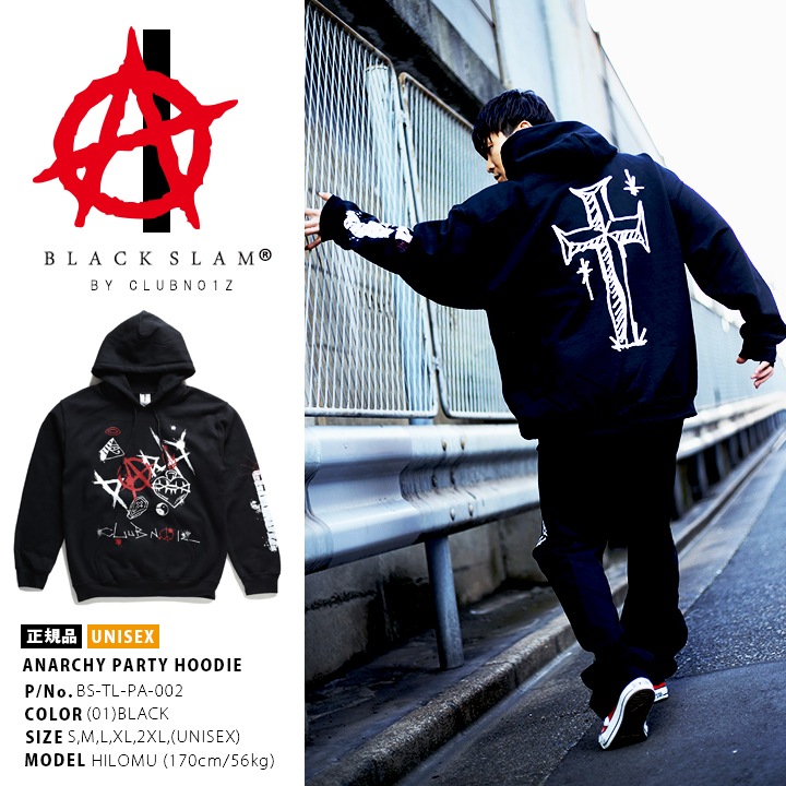 ストリート系 ファッション 服 メンズ レディース フードパーカー 長袖 ブラックスラム 裏起毛 フーディ トップス 袖ロゴ anarchy ストリート系 ファッション 服 メンズ レディース フードパーカー 長袖 ブラックスラム 裏起毛 フーディ トップス 袖ロゴ anarchy
