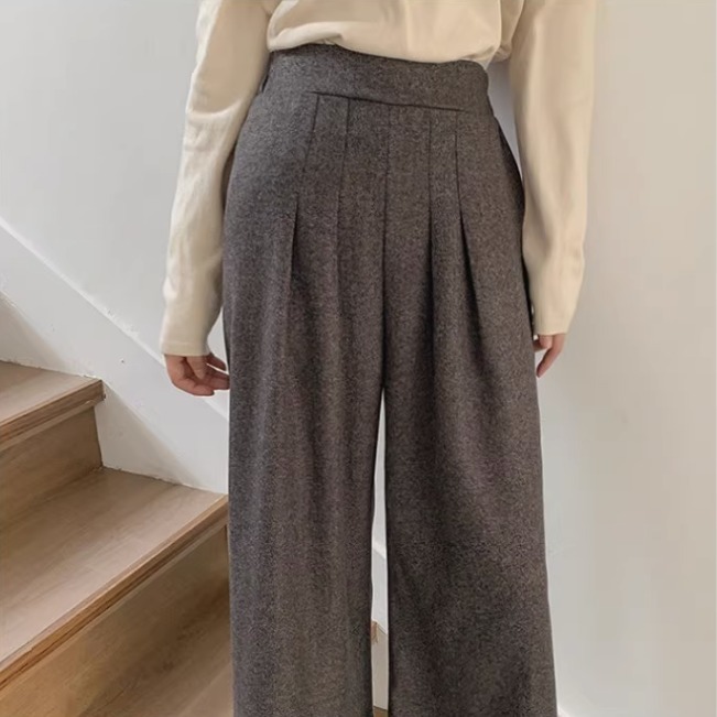 パンツ ボトムス ガウチョパンツ ロングパンツ ワイドパンツ ロング 8分丈 クロップド丈 ワイド セミフレア 裾ワイド ポケット ウエストゴム コンサバ 中厚手 ストレッチ 伸縮性 きれいめ