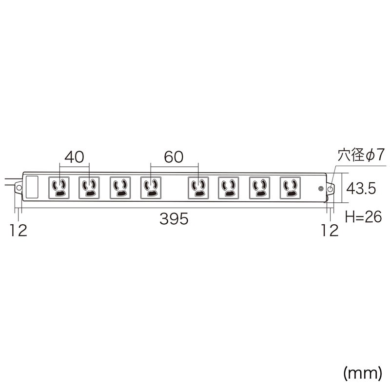 工事物件タップ 3P 8個口 5m TAP-K8L-5 工事物件タップ 3P 8個口 5m TAP-K8L-5