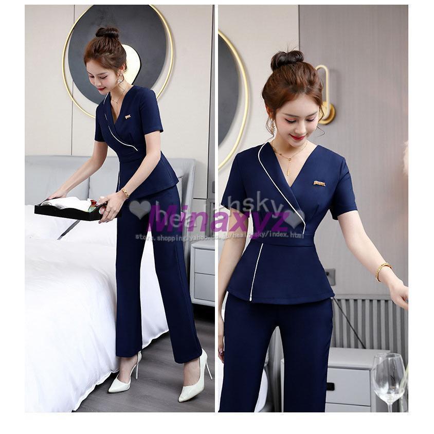 大流行のユニフォーム エステ サロン レディース 女性 制服おしゃれ 半袖 上下セット (エステ ネイル 美容 サロン 歯科衛生士 系 制服 ユニフォーム )