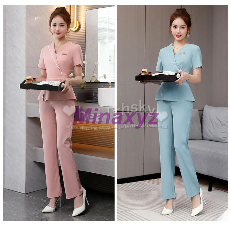 大流行のユニフォーム エステ サロン レディース 女性 制服おしゃれ 半袖 上下セット (エステ ネイル 美容 サロン 歯科衛生士 系 制服 ユニフォーム )