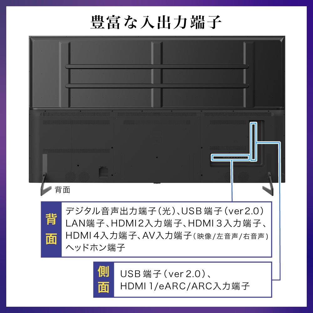 チューナーレステレビ 85型 4K スマートテレビ 配信動画のみ 85インチ 無線LAN内蔵 Bluetooth スマホ連動 androidTV 一人暮らし JU85G7E CHiQ