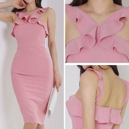 キャバドレス ナイトドレス ミディアムドレス ハイウエスト タイト ワンピース キャバ嬢 キャバクラ ラウンジ フリル フロントクロス 膝丈 レディース グラシア キャバドレス ナイトドレス ミディアムドレス ハイウエスト タイト ワンピース キャバ嬢 キャバクラ ラウンジ フリル フロントクロス 膝丈 レディース グラシア