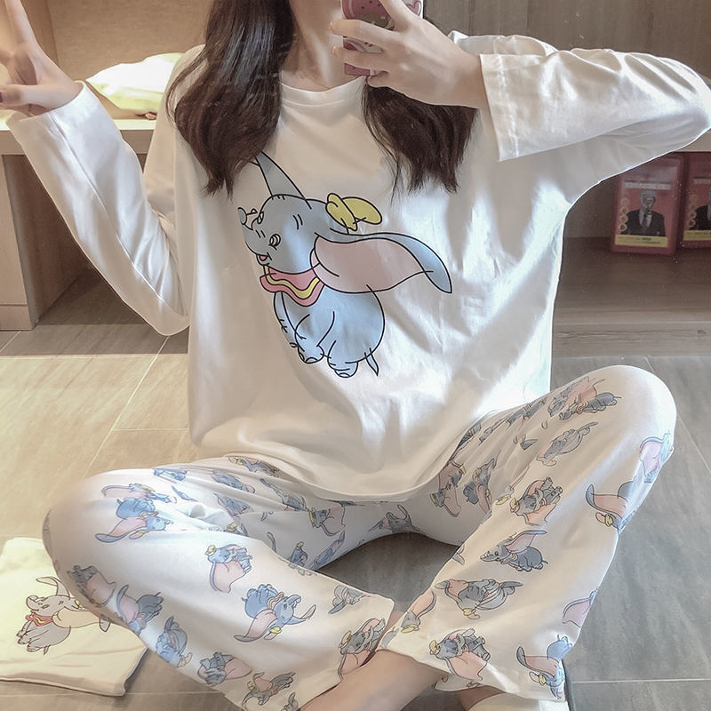 ダンボ ツーピーススーツ かわいい漫画 長袖 家庭服 お姫様スタイル パジャマ レディース